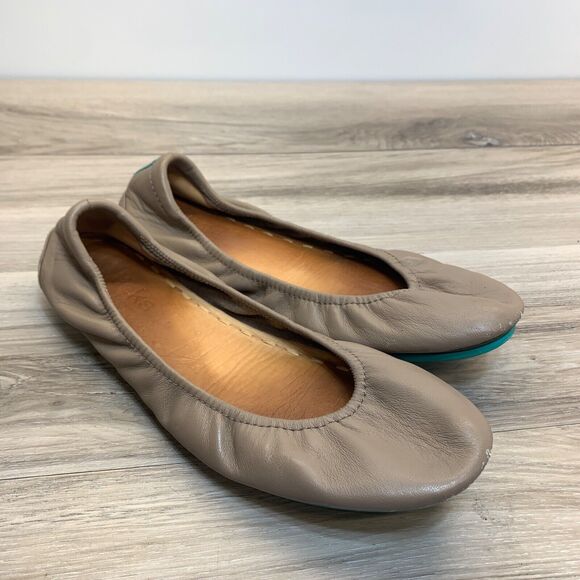 Tieks By Gavrieli Women Size 9 Comfortable Ballet Flats Taupe Leather Shoes - Picture 1 of 10